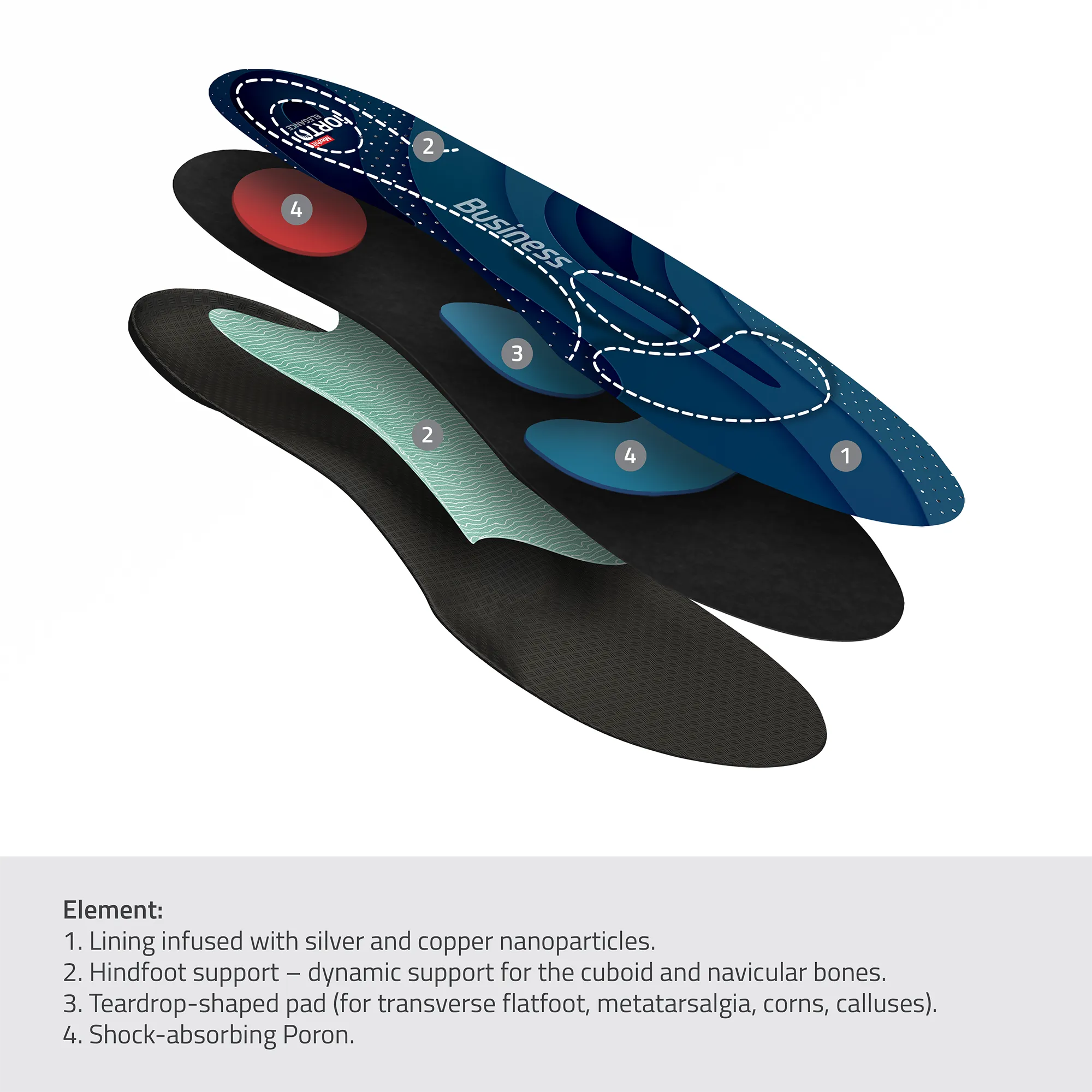 MAZBIT BUSINESS orthopedic insoles for formal shoes