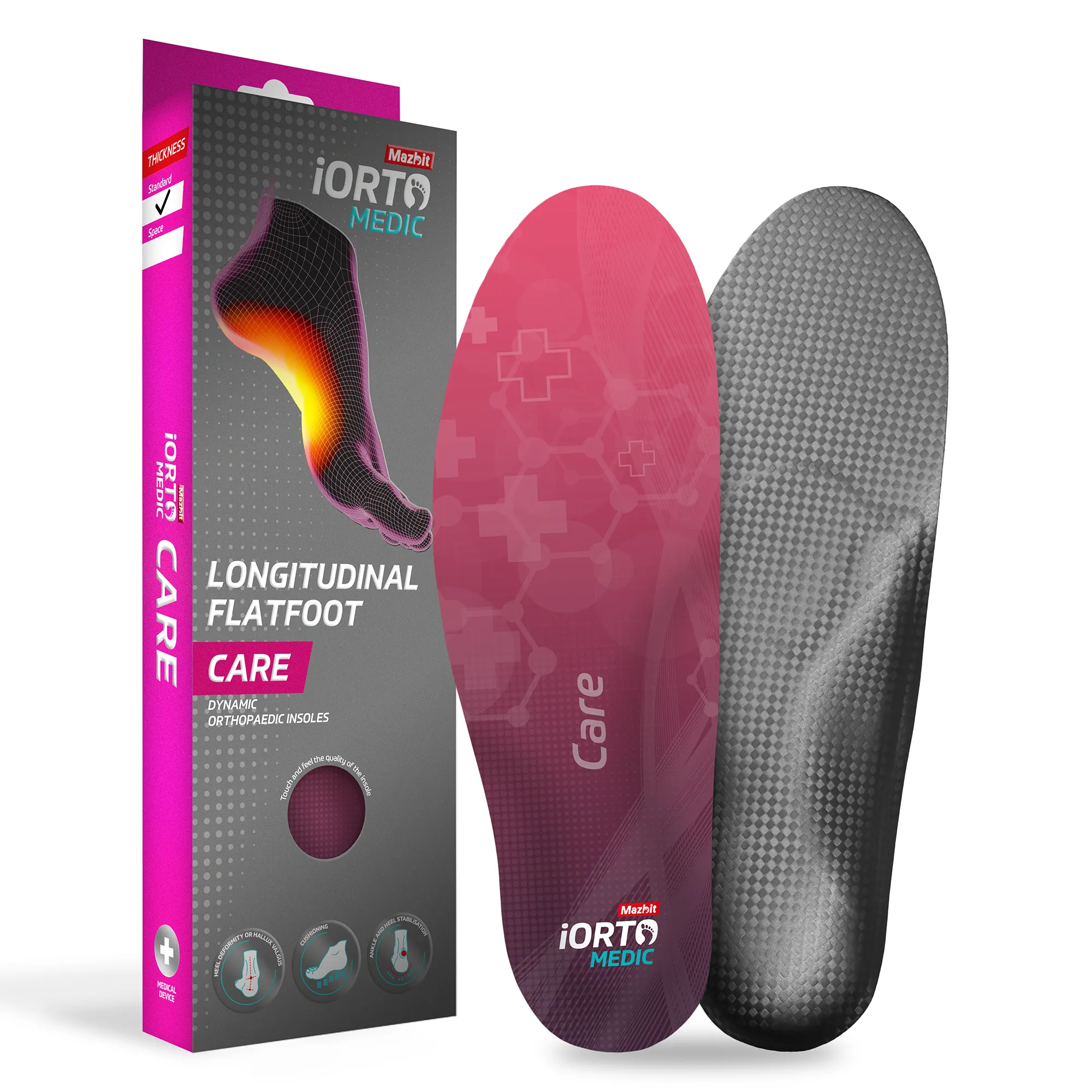 MAZBIT CARE STANDARD orthopedic insoles for flat feet