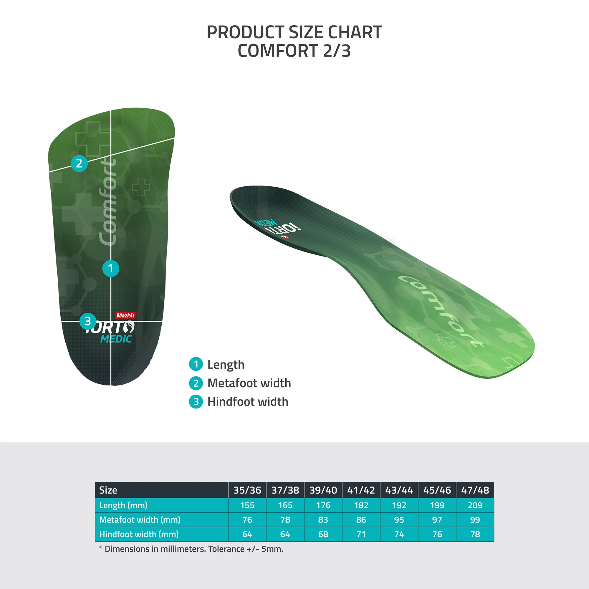 MAZBIT COMFORT 2/3 orthopedic insoles for tired foot syndrome