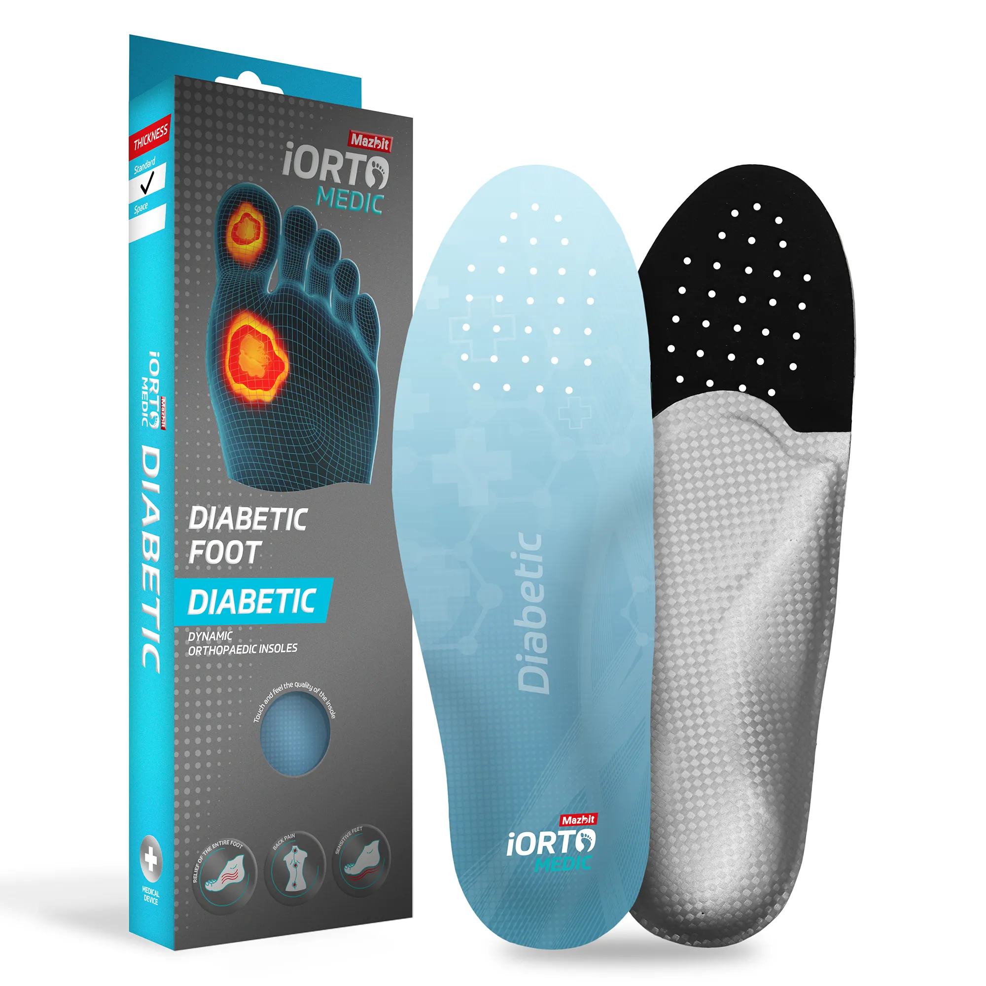 MAZBIT DIABETIC STANDARD orthopedic insoles for diabetic foot
