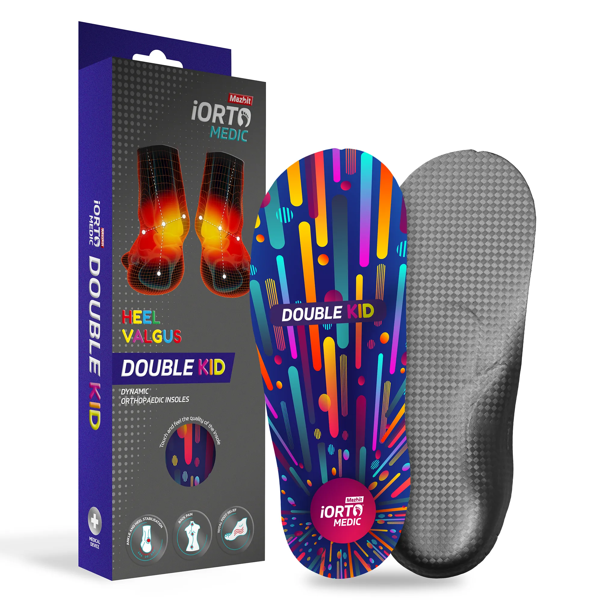 MAZBIT DOUBLE KID orthopedic insoles for children for valgus heel