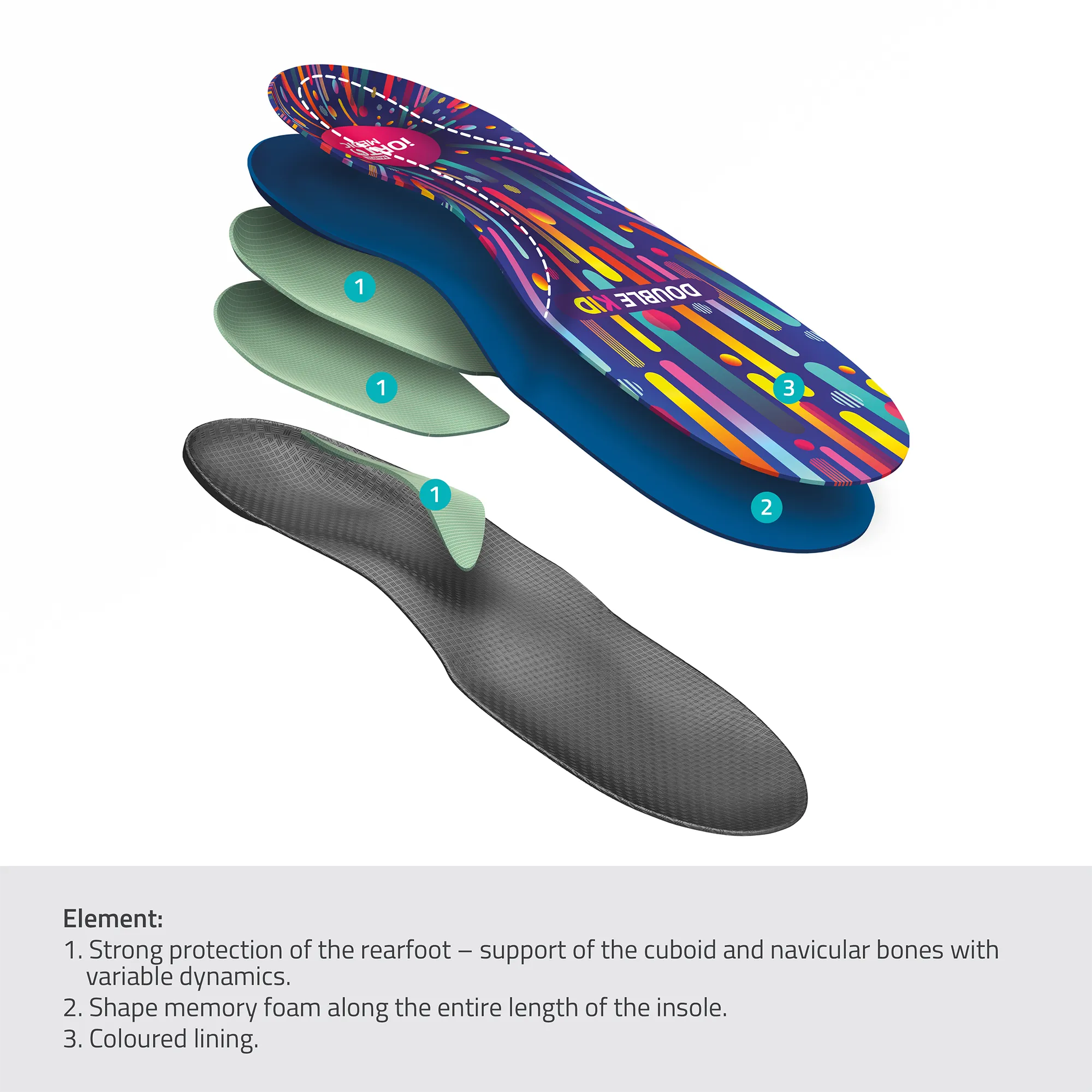 MAZBIT DOUBLE KID orthopedic insoles for children for valgus heel