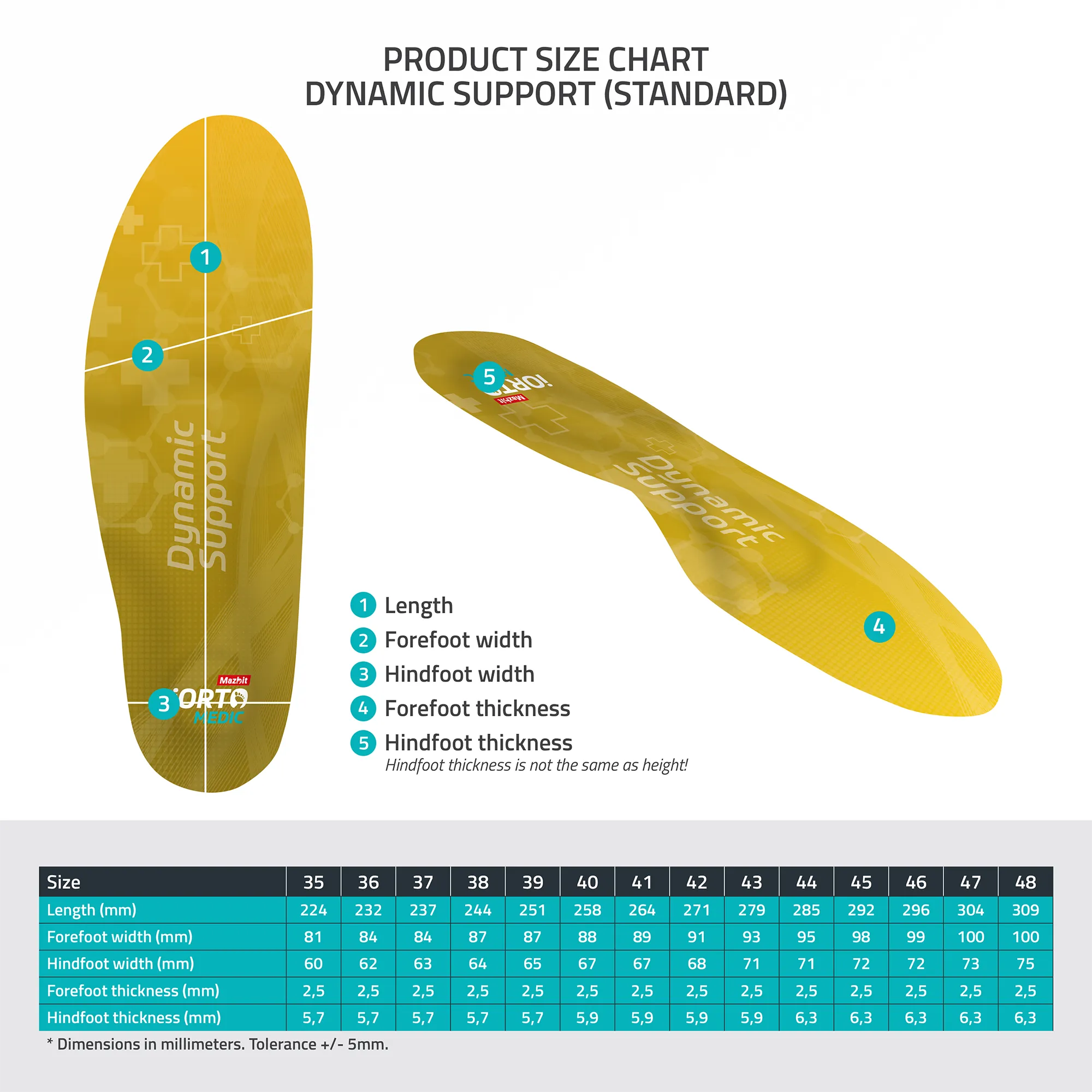 MAZBIT DYNAMIC SUPPORT II orthopedic insoles for flat valgus foot