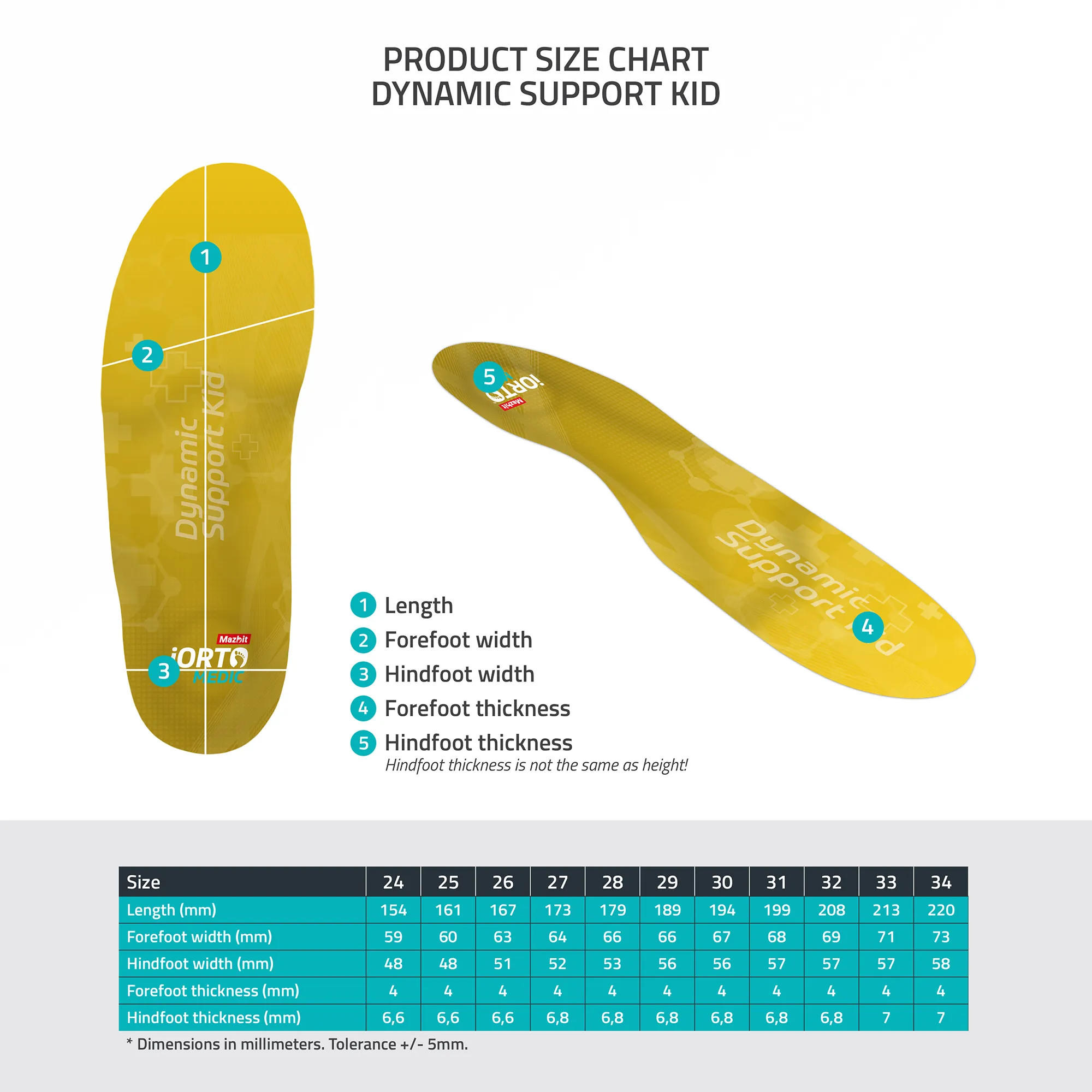 MAZBIT DYNAMIC SUPPORT KID I orthopedic insoles for children for flat valgus foot
