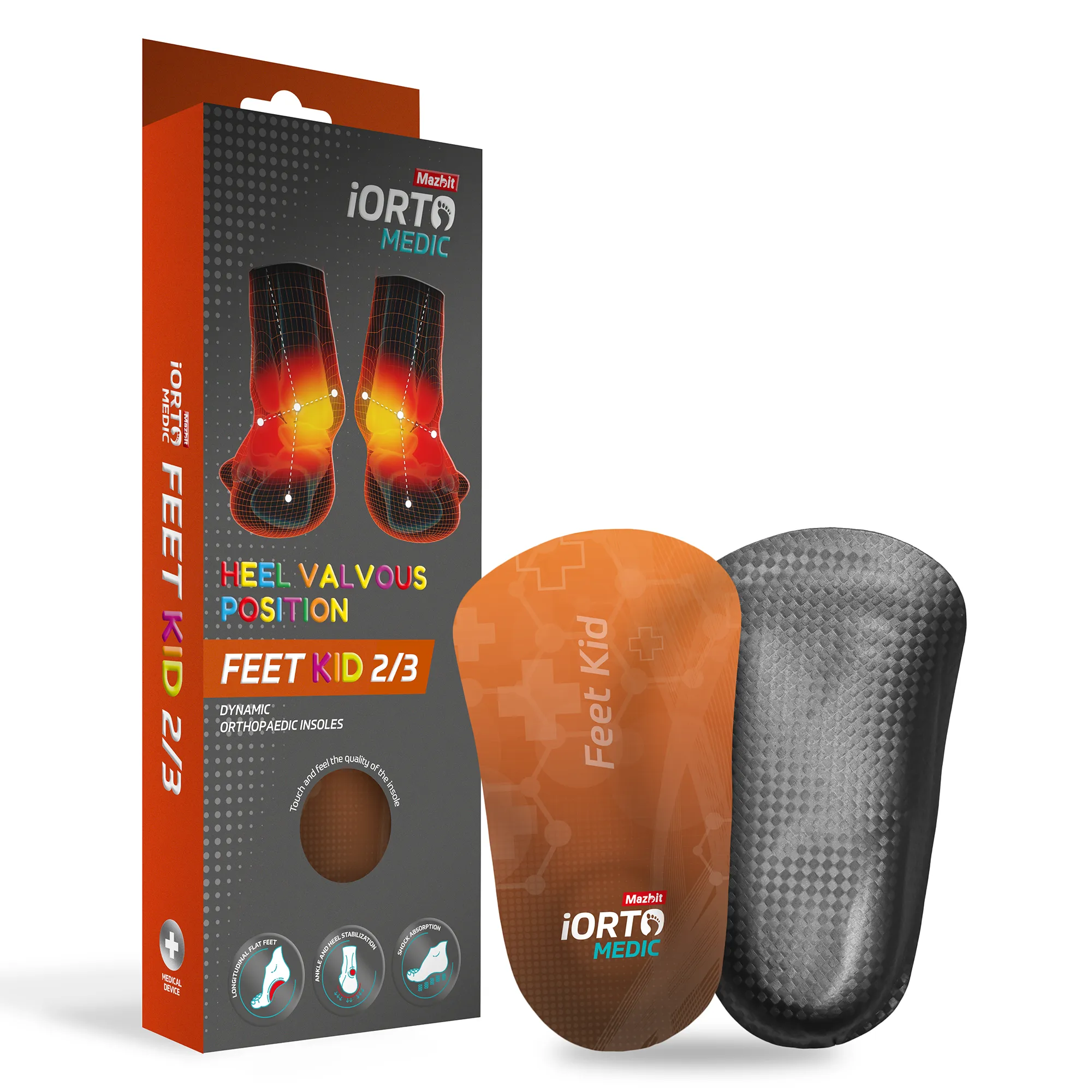 MAZBIT FEET KID 2/3 orthopedic insoles for children for valgus heel