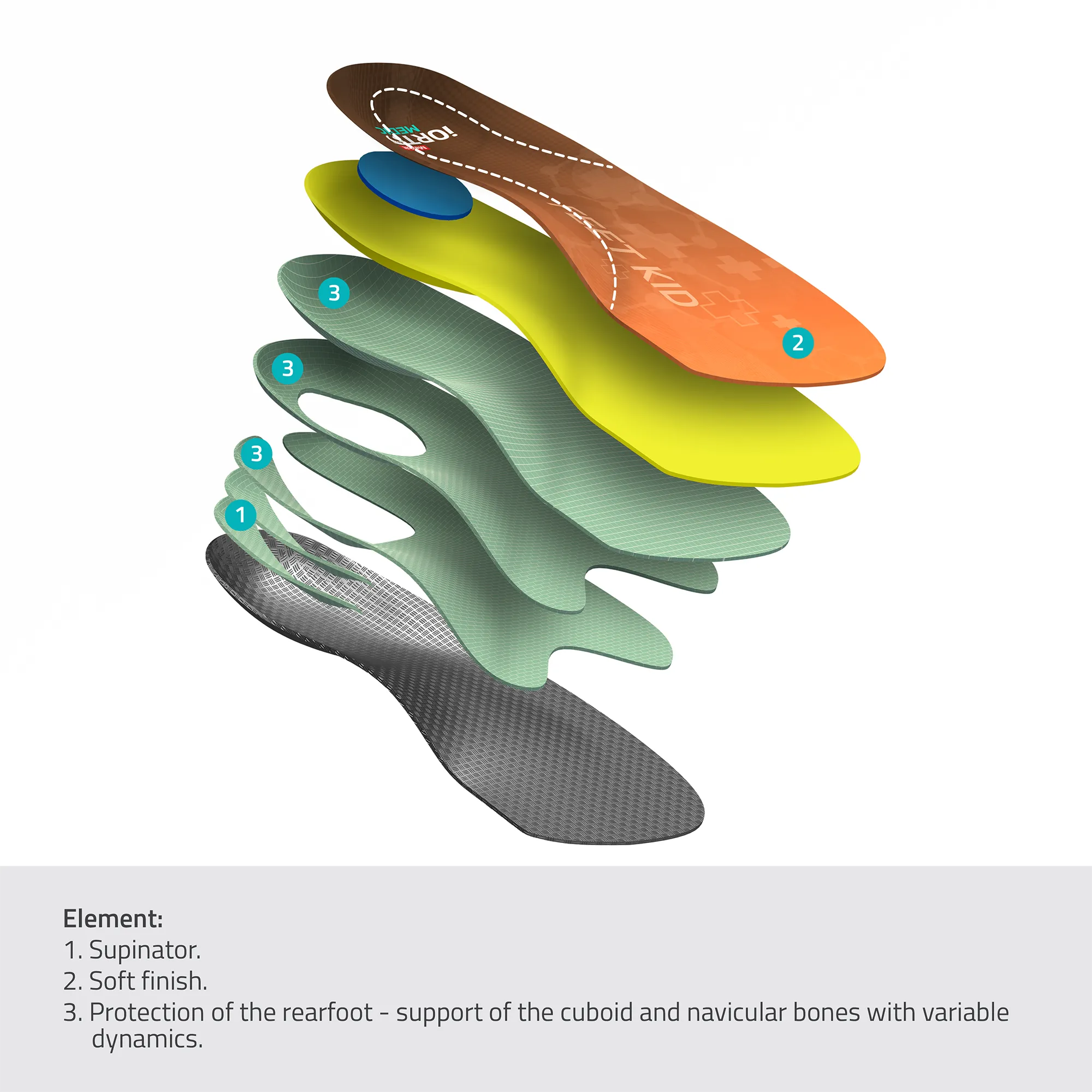 MAZBIT FEET KID 2/3 orthopedic insoles for children for valgus heel