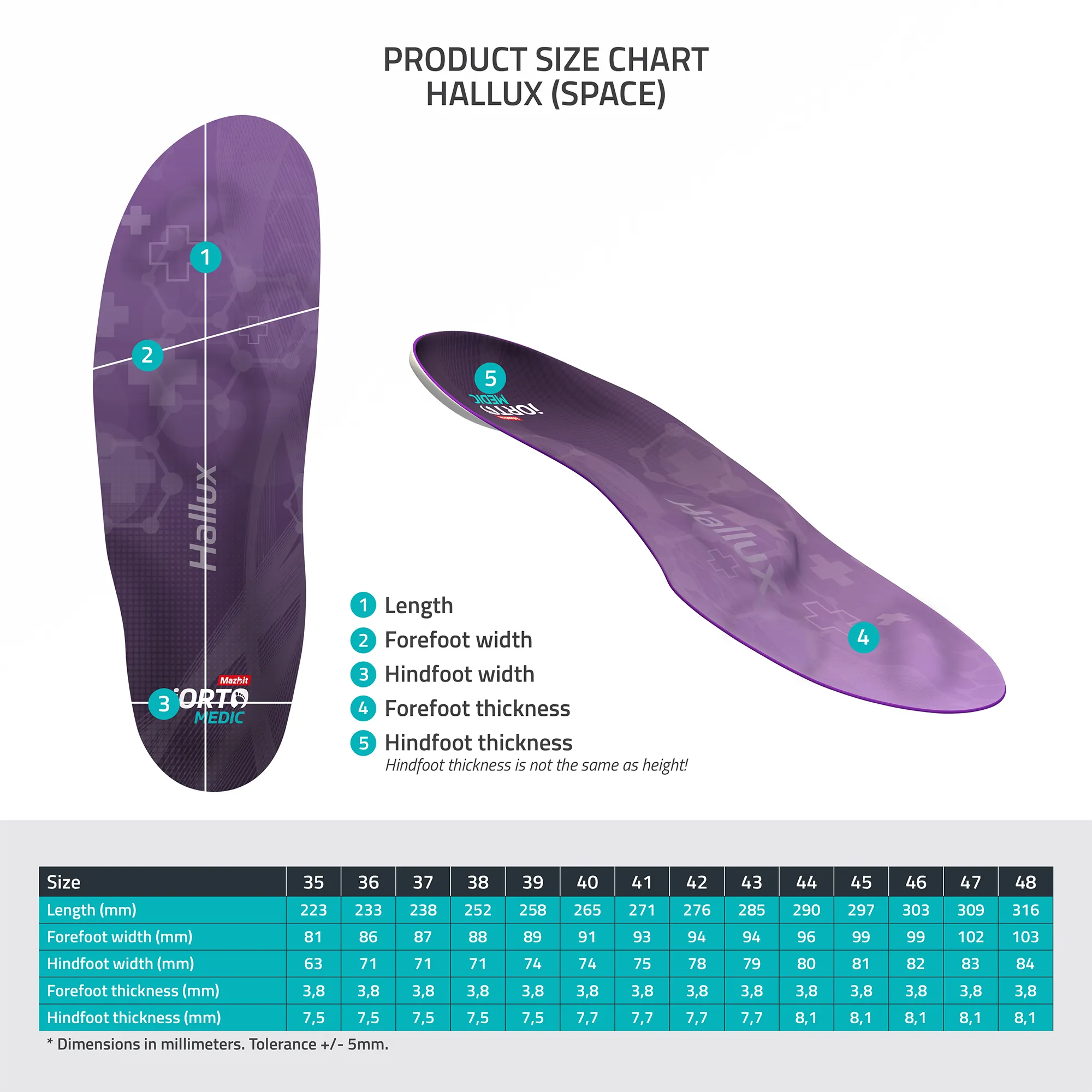 MAZBIT HALLUX SPACE orthopedic insoles for hallux valgus