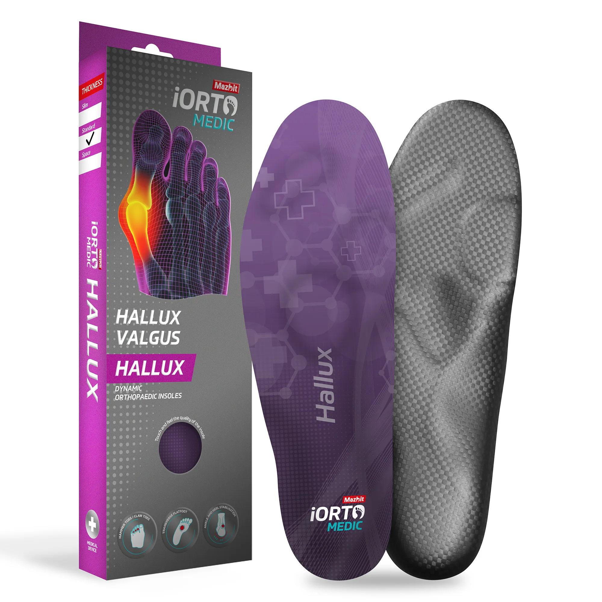 MAZBIT HALLUX STANDARD orthopedic insoles for hallux valgus