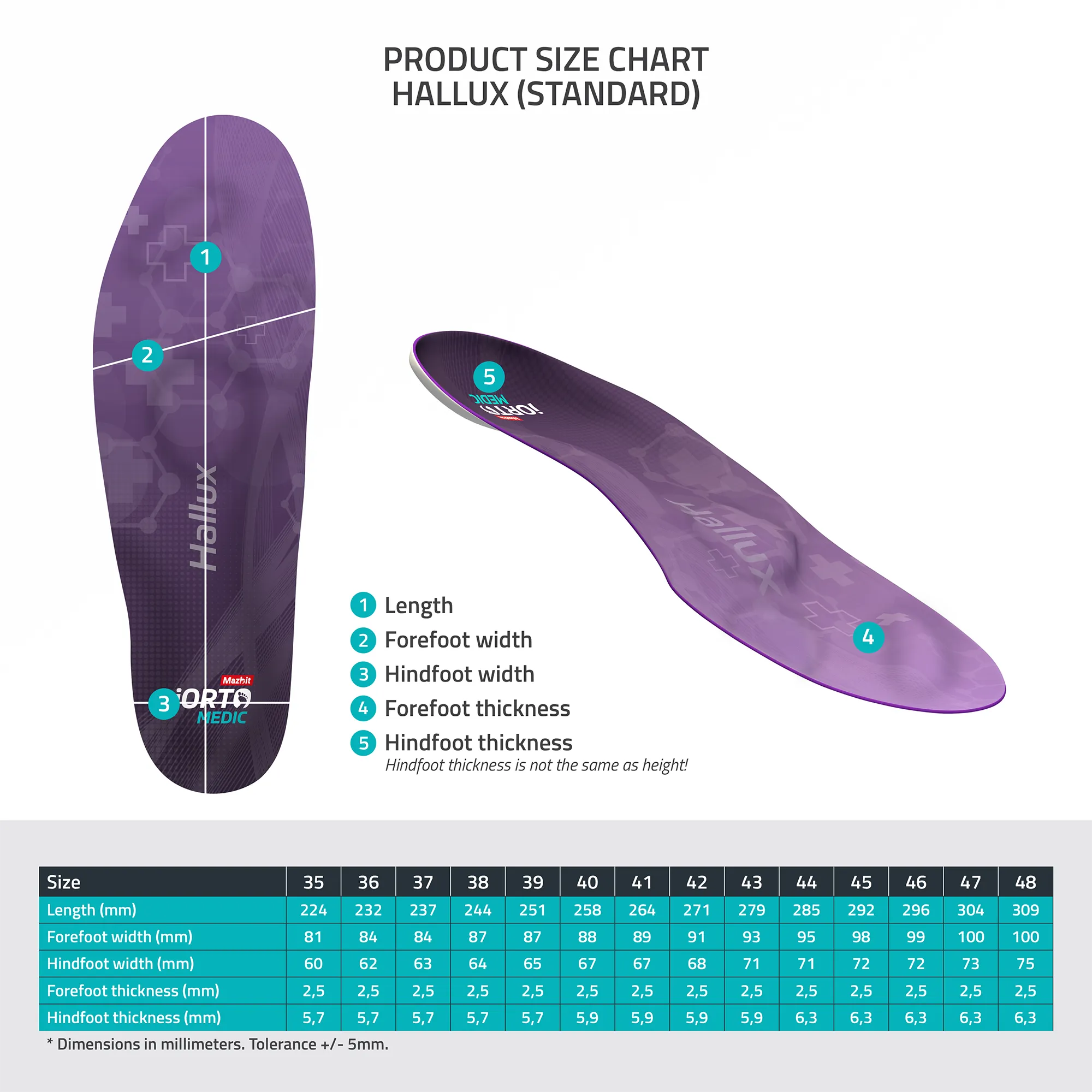 MAZBIT HALLUX STANDARD orthopedic insoles for hallux valgus