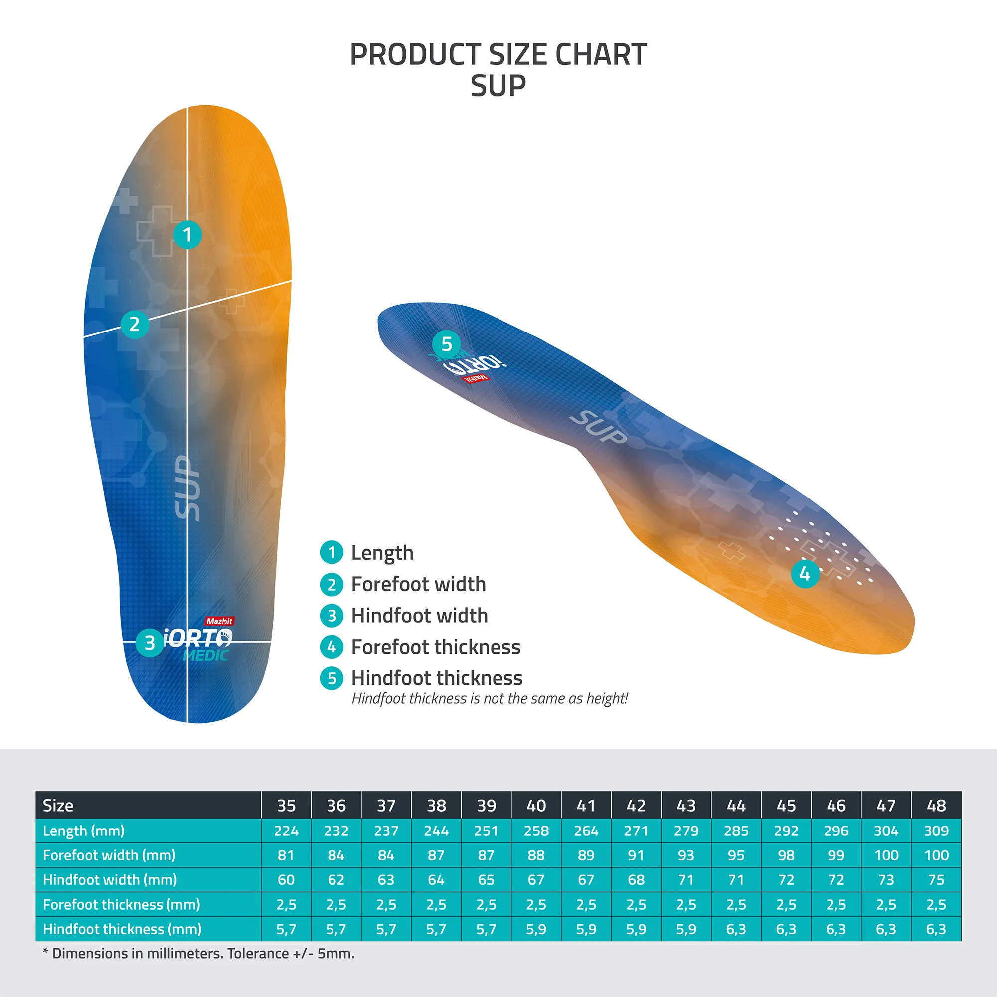 MAZBIT SUP orthopedic insoles stabilizing relieving