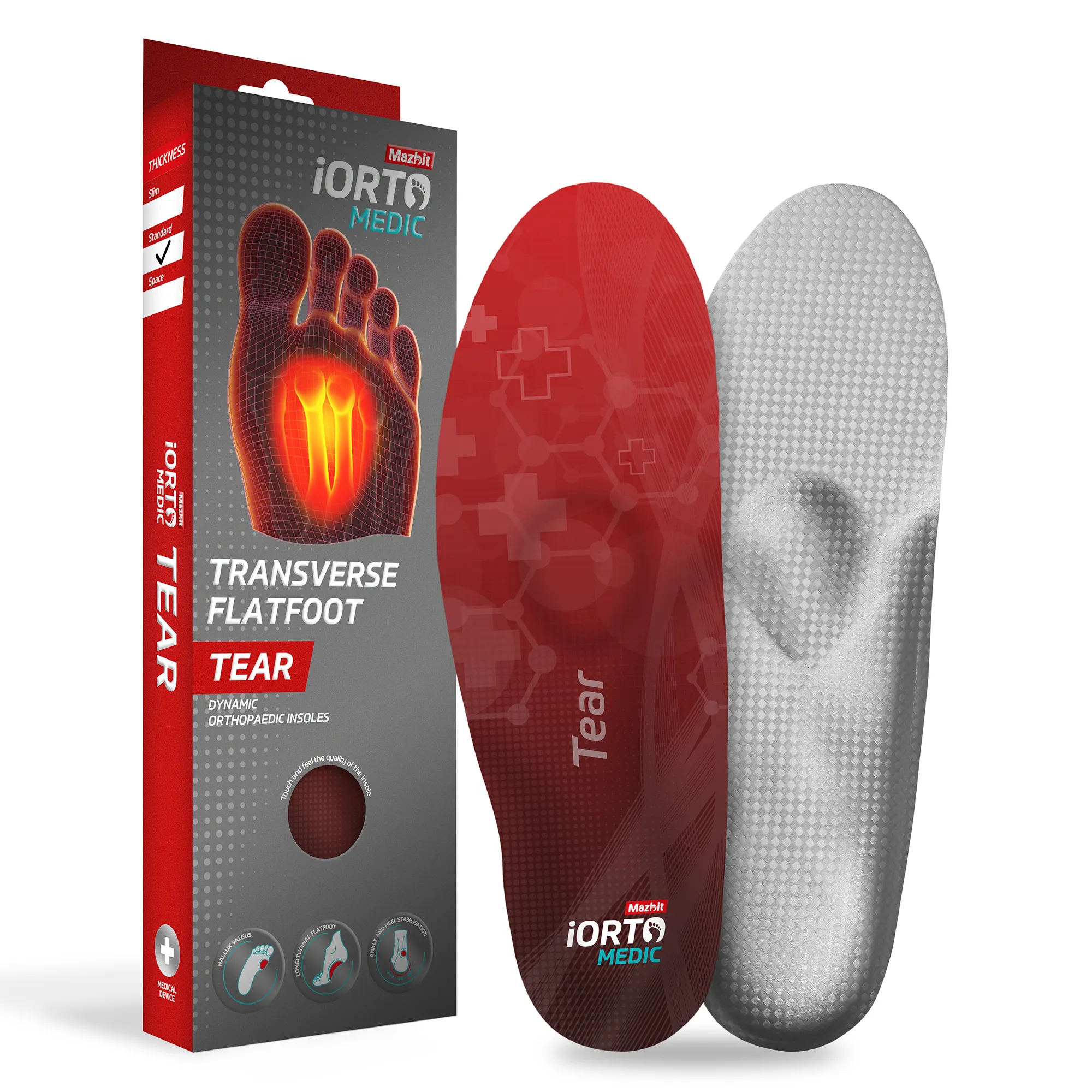 MAZBIT TEAR STANDARD orthopedic insoles for transverse flat feet